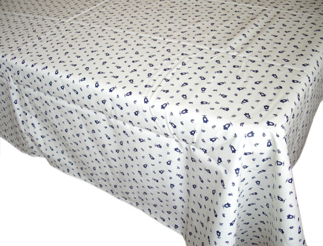 French tablecloth coated or cotton (Tradition. white blue)
